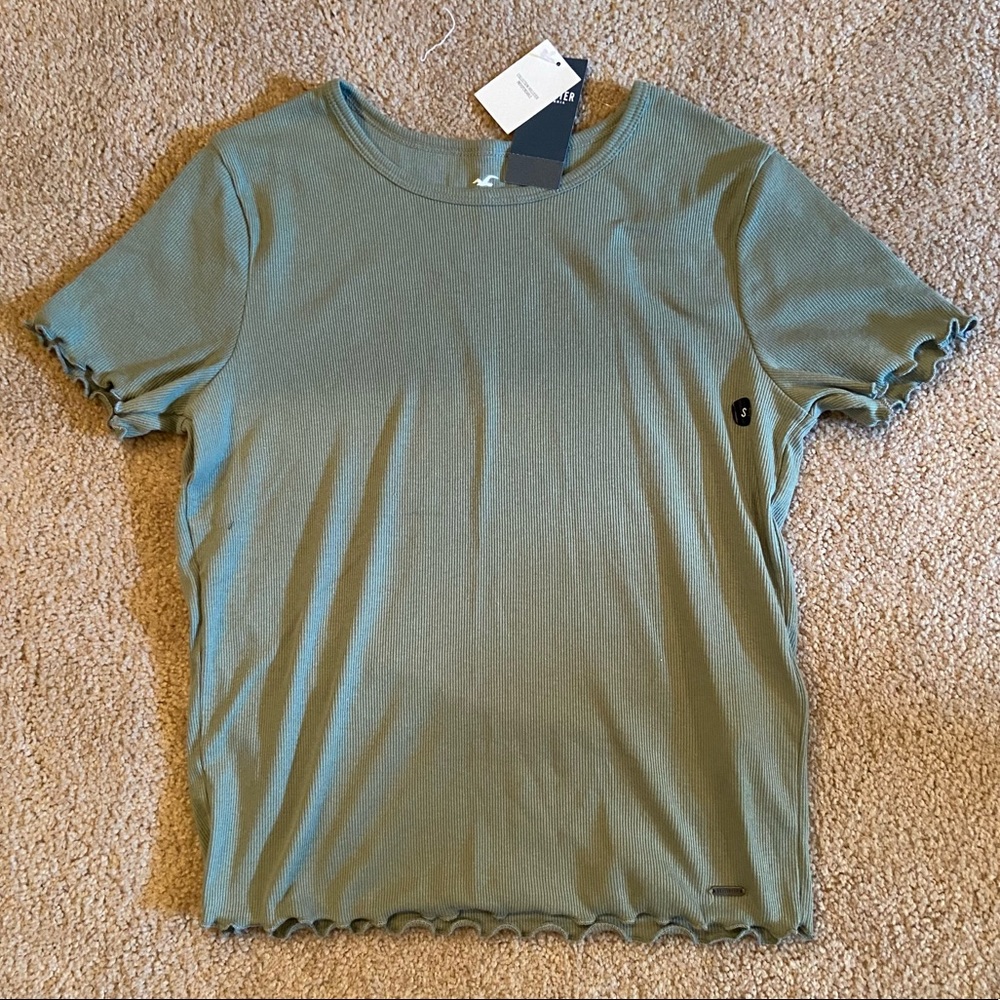 Green Hollister Ruffle Shirt